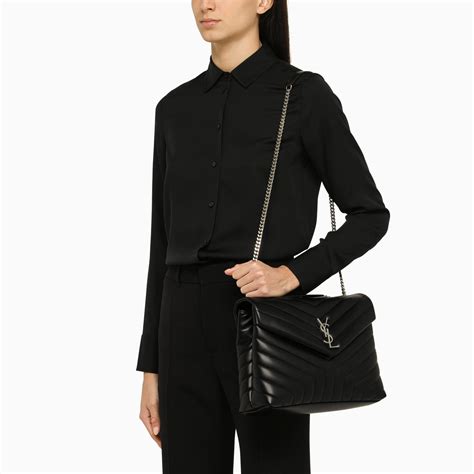 Saint Laurent Borsa Loulou media nera/argento 